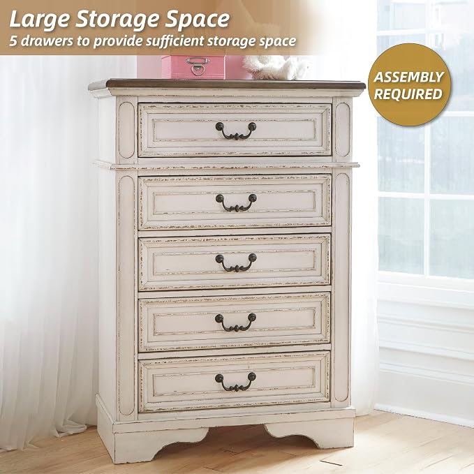 Signature Design by Ashley Realyn Vintage 5 Drawer Chest - Image 4