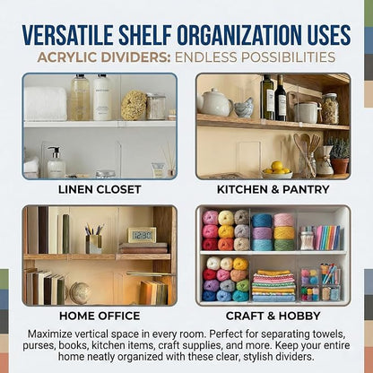 Acrylic Shelf Dividers, 6 Pack Clear Closet Shelf Organizer, Slide-On Vertical - Image 5
