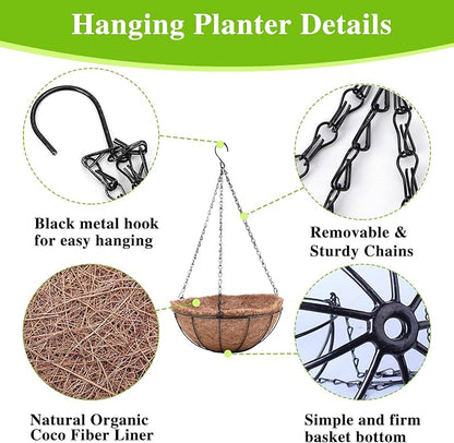 EIMQUVW Hanging Planters Basket Set of 3 Hanging Flower Pots 10 Inch Chain - Image 5