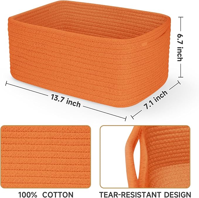 3-Pack Storage Baskets for Organizing | Woven Shelf Toy Basket | Rope Baskets - Image 3