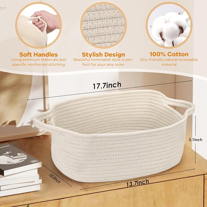 Small Woven Cotton Rope Basket Cute Baby Gift Baskets Empty Decorative Storage - Image 2