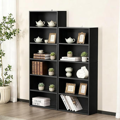 HealSmart 6 Tier Bookcase, Industrial 6 Book Shelf, 9.2" D x 23.8" W x 63" H - Image 2