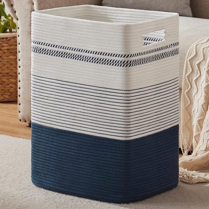 Laundry Hamper, Large Woven Rope Tall Laundry Basket by SIXDOVE