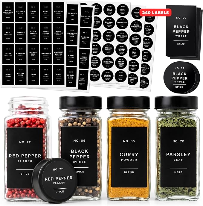 Minimalist Spice Jar Labels Self-Adhesive by EDELHAUS
