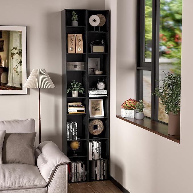 8-Cube Storage Organizer Bookcase, Tall Narrow Bookshelf - Image 4
