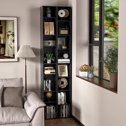 8-Cube Storage Organizer Bookcase, Tall Narrow Bookshelf - Image 4