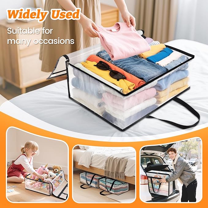 BlissTotes 4 Pack Clear Clothes Storage Bags, Moving Bags, Foldable Blanket - Image 6