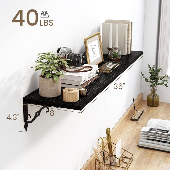 Fun Memories 36 Inches Floating Shelves, Rustic Long Wall Shelves, 8 Inch Deep - Image 3