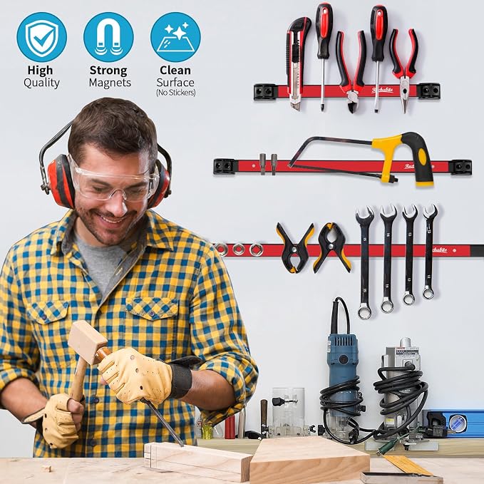 12" 18" 24" Magnetic Tool Holder Strip, Metal Tool Organizer Rack - Image 2