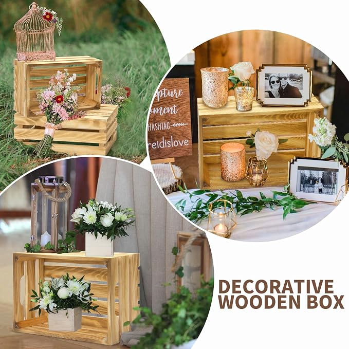 6 Pcs Wooden Crates for Display, Nesting Wood Crate for Storage, 6 Size | - Image 7