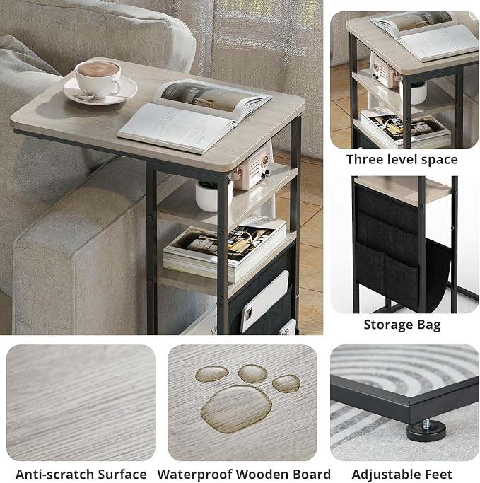C Shaped End Table 28" 3-Tier C Table - Image 4