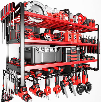 Upgrade Large power tool organizer Wall Mount, 4 Layers Heavy Duty Metal Loads by POKIPO