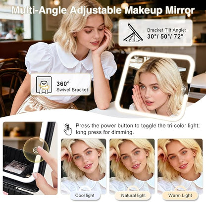Makeup Case with Magnetic Lighted Mirror 10.15 IN Makeup Organizer Box Travel - Image 8