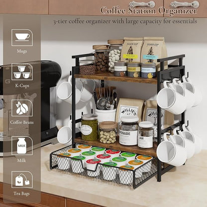 Coffee Bar Organizer, 3 Tier Coffee Station Organizer - Image 2