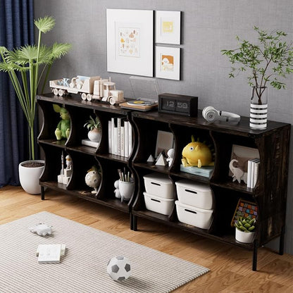 6 Cube Storage Shelf Organizer, Low Book Shelf Bookcase Entryway Table - Image 6