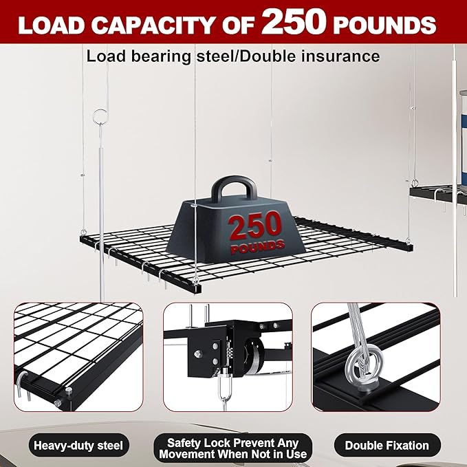 4x4FT Overhead Garage Storage Rack - Image 4