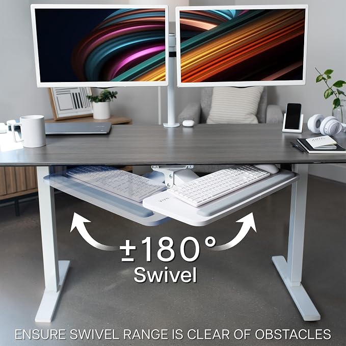 VIVO Adjustable 25 x 10 inch Computer Keyboard and Mouse Platform Tray - Image 7