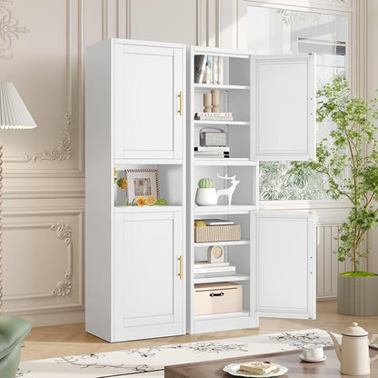 Tall Metal Narrow Bathroom Storage Cabinet 67" H, Tall White Pantry Cabinets - Image 3