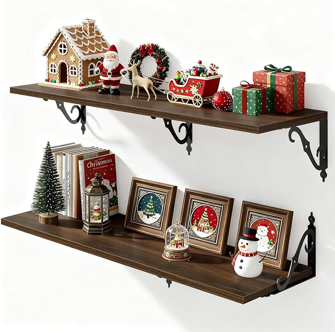 Fun Memories 40 Inch Floating Shelves Wall Mounted, 12 Inch Deep Wall Shelves by FunMemories