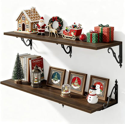 Fun Memories 40 Inch Floating Shelves Wall Mounted, 12 Inch Deep Wall Shelves by FunMemories