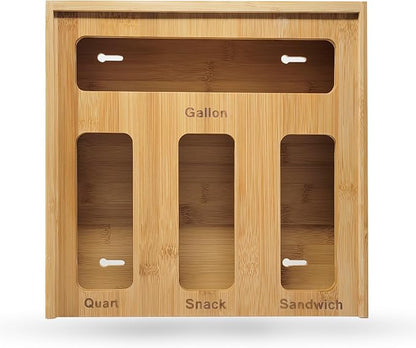 Ziplock Bag Organizer for Drawer – Bamboo Ziploc Bag Holder by Unknown