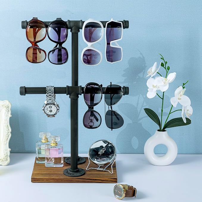 MyGift Adjustable 2-Tier Industrial Jewelry Display Stand - Image 6