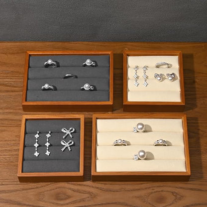 Solid Wood 3-Slots Jewelry Ring Display Tray Showcase Small Jewelry Display - Image 4