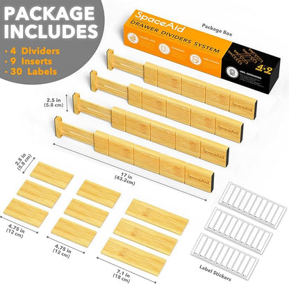 SpaceAid Bamboo 13.25-17“ Drawer Dividers Kitchen Adjustable Organizers - Image 5