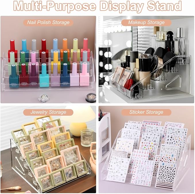 SUTOKAKA 3-Tier Clear Acrylic Nail Polish Organizer Stand | 3-tier clear - Image 4