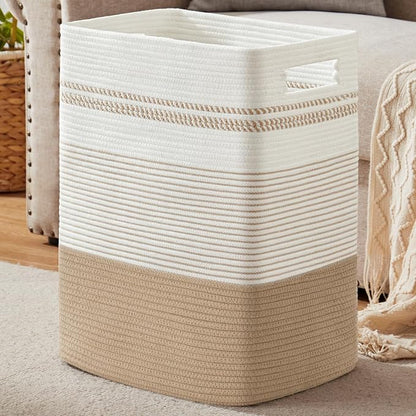 Laundry Hamper, Large Woven Rope Tall Laundry Basket by SIXDOVE
