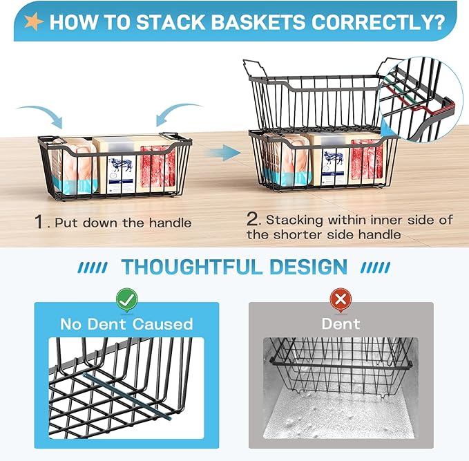 SUNALLY Freezer Organizer Bins, 8 Pack Stackable Chest Freezer Organizer - Image 3
