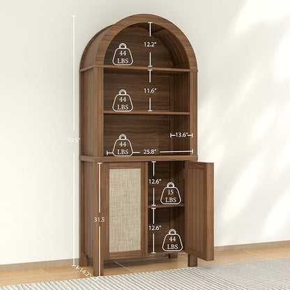 Yechen Arched Bookcase, 70.5" Tall Bookcase - Image 2