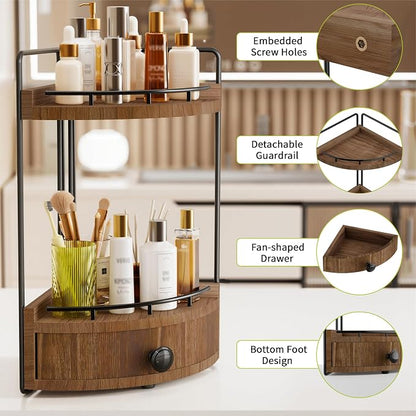 2-Tier Corner Bathroom Counter Organizer - Image 3