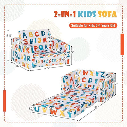 COSTWAY Kids Sofa, 2-in-1 Convertible Sofa to Lounger - Image 3