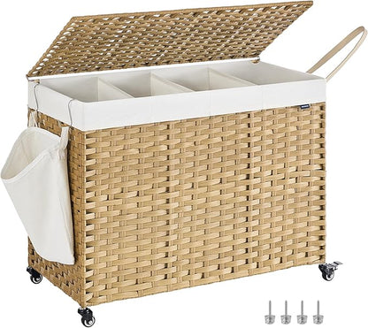 SONGMICS Laundry Hamper with Lid, 55.4 Gallons, Rolling Laundry Basket with by Unknown