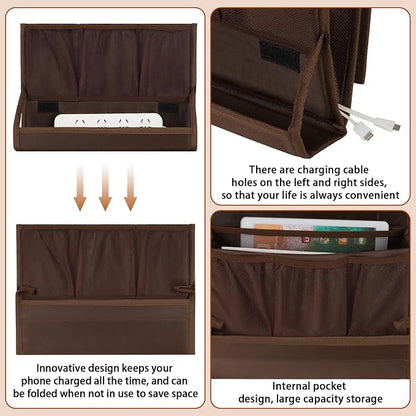 Bedside Storage Organizer with Power Strip Holder and Adjustable Straps Bed - Image 5