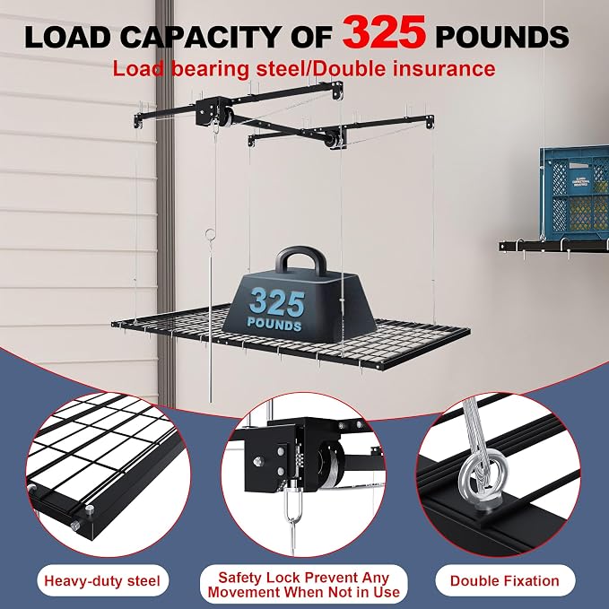 Montary 4x8 FT Overhead Garage Storage Rack - Image 3