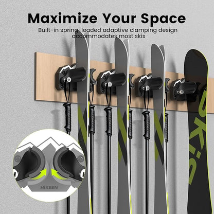 Hikeen Ski & Snowboard Wall Mount, Fits Any Ski or Snowboard, Ski Wall Rack - Image 3