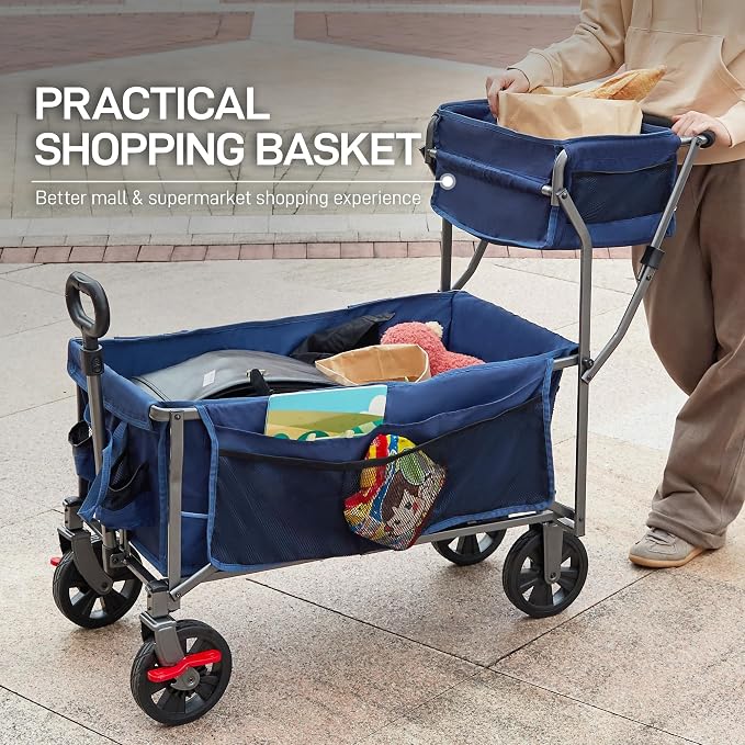 EVER ADVANCED Collapsible Push & Pull Shopping Cart - Image 3