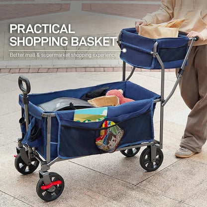 EVER ADVANCED Collapsible Push & Pull Shopping Cart - Image 3