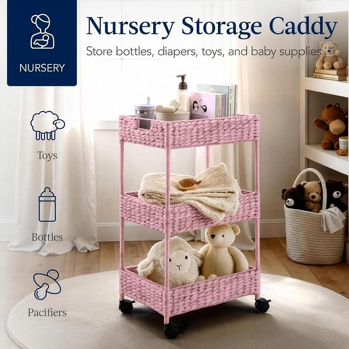 Best Choice Products 3-Tier Water Hyacinth Rolling Nursery Caddy w/Wheels - Image 4
