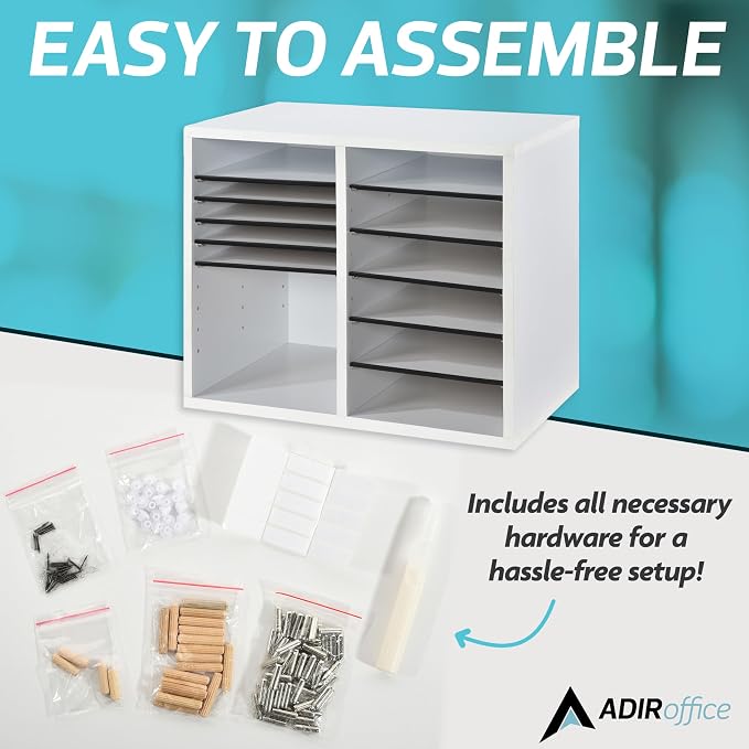 AdirOffice Wooden Adjustable Literature Organizer, 12 Compartment Office Mailbox - Image 5