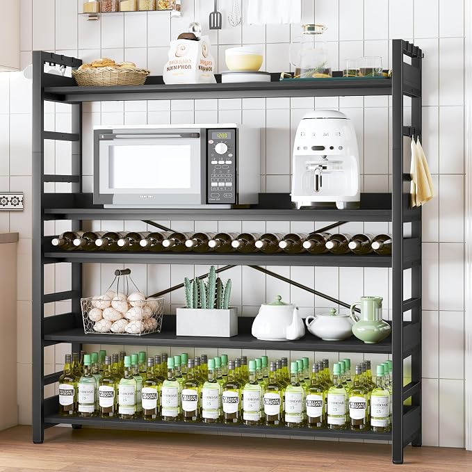 HCHQHS 5 Tier Bookshelf, Adjustable Industrial Bookcase, Vertical Tall Book - Image 9