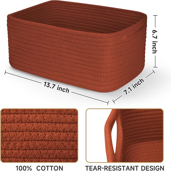 3-Pack Storage Baskets for Organizing | Woven Shelf Toy Basket | Rope Baskets - Image 3
