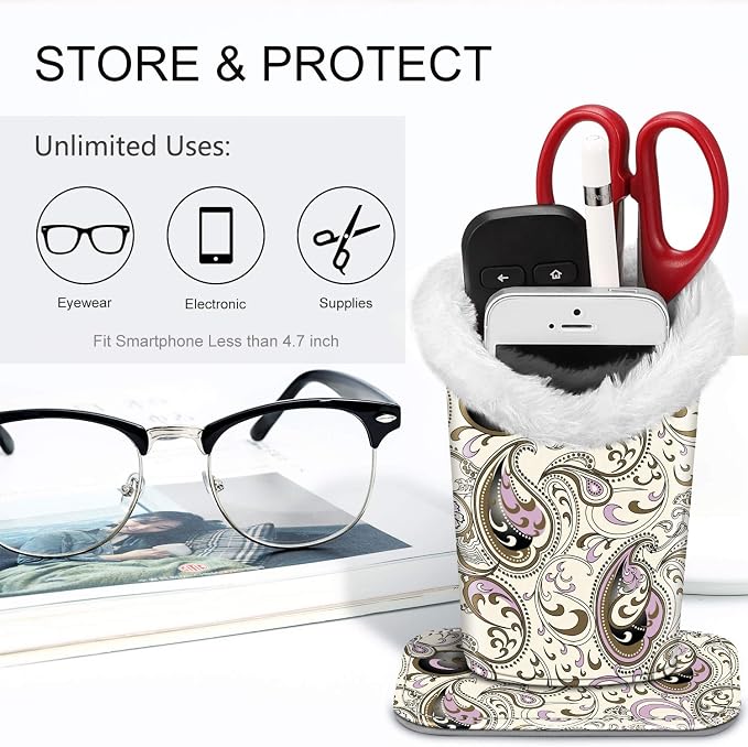 Fintie Plush Lined Eyeglasses Holder, Glasses Stand Case, Anti-scratch Glasses - Image 5