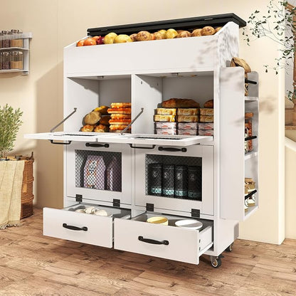 Verano Garden 31.5" Large Potato and Onion Storage Bin on Wheels, Bread Box | - Image 8