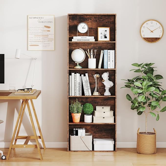 Giantex 5-Tier Bookshelf Set of 2, Freestanding Bookcase - Image 9