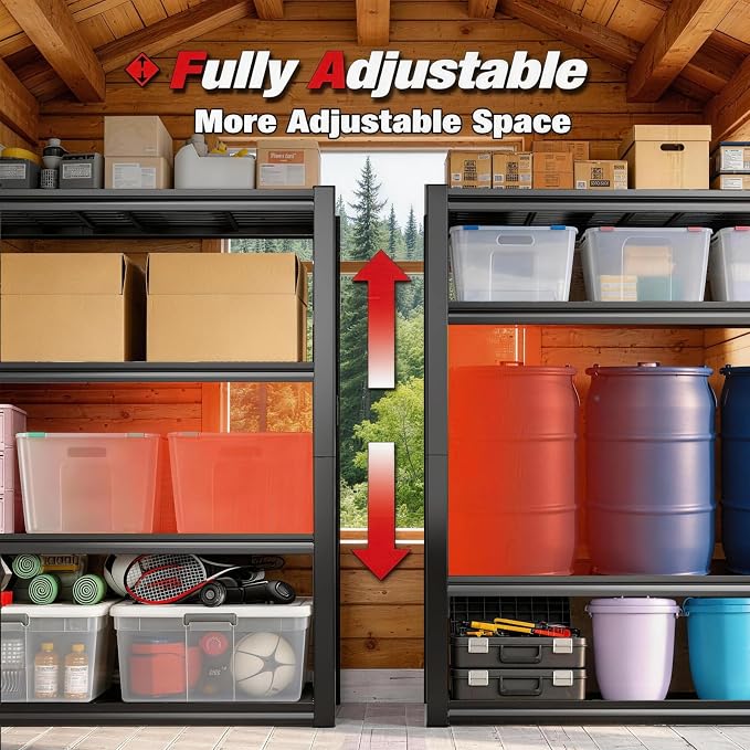 40W Garage Storage Shelves, 2200LBS Metal Storage Shelves, Adjustable Heavy - Image 6