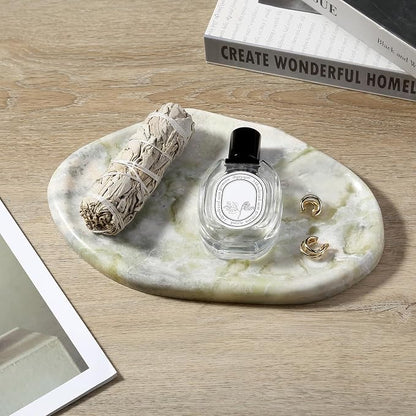 Koville Luxury Natural Green Marble Vanity Tray, Cloud Shape Serving Stone Key - Image 6