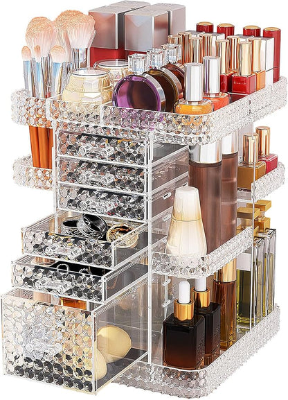 360 Rotating Makeup Organizer for Vanity, Large Skin Care Organizer by BOCONY